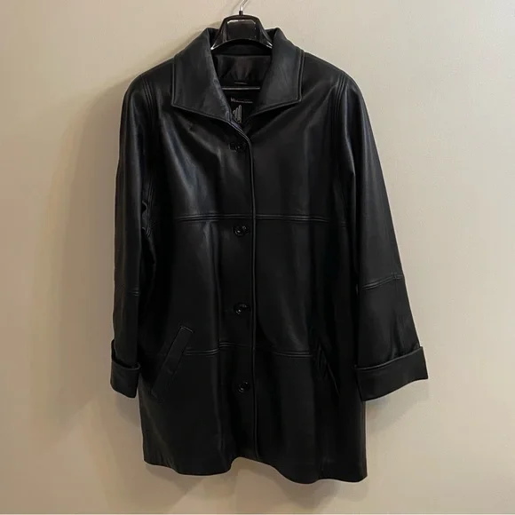 Tibor Leathers VTG Men’s Black Leather Coat Made in USA Thinsulate Lined Sz XL